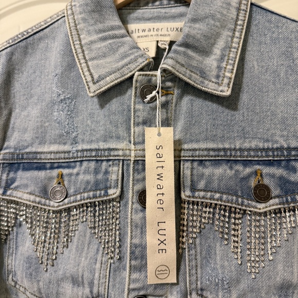 Saltwater Luxe Denim Jacket with Rhinestone Accents *NWT* - Picture 3 of 5